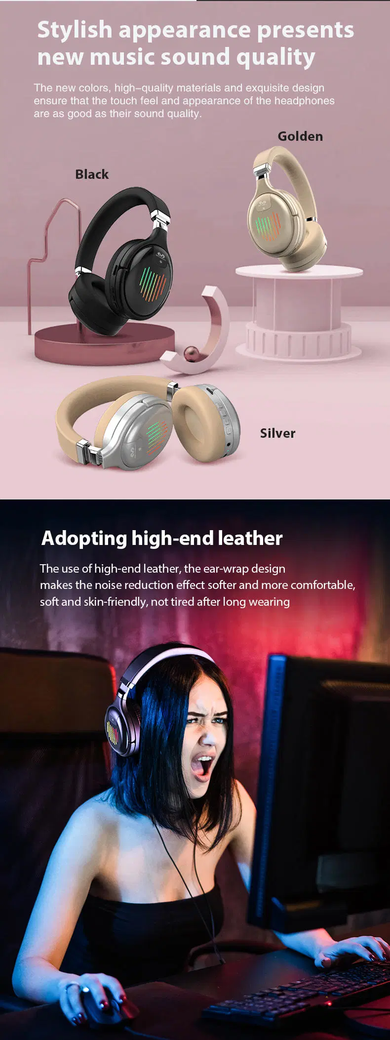 Custom RGB Headset USB 3.5 Virtual Reality Stereo Gamer Wired Headphone Microphone Earphones Vr Gaming Wireless Headset with Mic